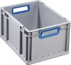 Allit Transportstapelbehälter L400xB300xH220mm grau PP offener Griff blau
