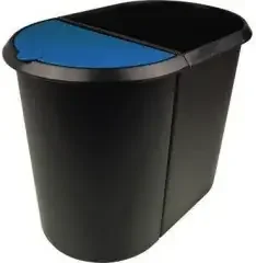 Helit Papierkorb Duo-System 20+9l H6103993 oval Kunststoff sw/bl