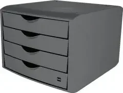 Helit Schubladenbox m.Auszugssperre 4 Schubl.lichtgrau H215xB265xT332mm