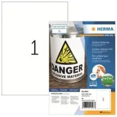 Herma Etikett Outdoor 9543 210x297mm weiß 40 St./Pack.