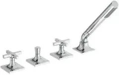 Ideal Standard IS 4-Loch-Badearmatur Wannenrand Joy Neo m. Stick-HB Kreuzgriffe Chrom