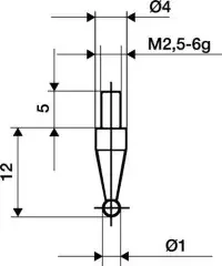 KÄfer Messeins.D.1mm KGL M2,5 STA z.Messuhren