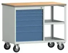 Klw-lutz Betriebseinrichtungen Werkbank PW700 B1000xT620xH805mm Buche Multiplex lichtgrau/brillantblau 6Schubl.