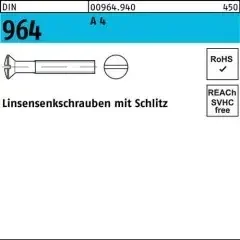 Linsensenkschraube DIN 964 Schlitz M10x 20 A 4 50 Stück