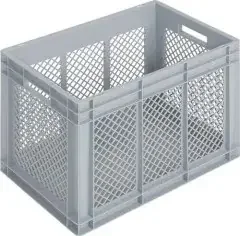 Lockweiler Transportbehälter L600xB400xH420mm grau PP Durchfassgr.Seitenwände durchbrochen