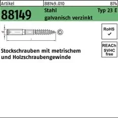 Stockschraube R 88149 Typ 23 E M10x 60 Stahl galv.verz. 100 Stück