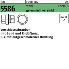 Verschlußschraube DIN 5586 FormB BG 1 1/2 A + Entlüftung Stahl gal Zn 25 Stück